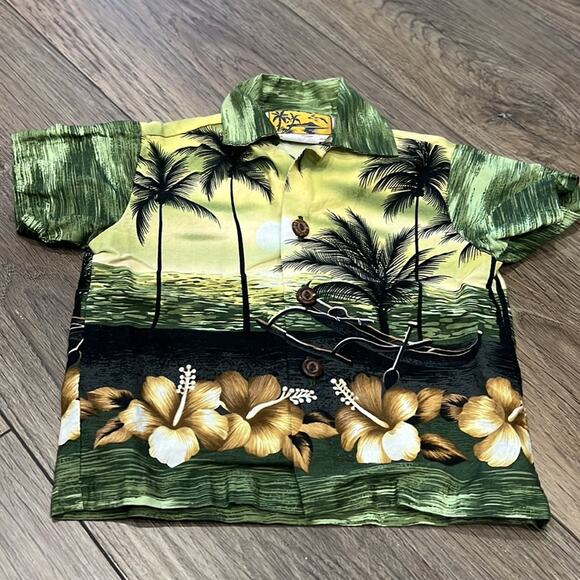 Winnie Fashion 100% Cotton Boy’s 6M Hawaiian 2 Piece Set Floral Made In Hawaii - Picture 5 of 8